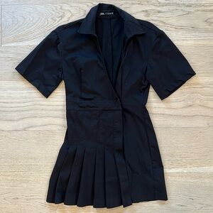 Zara Black Pleated Mini Dress